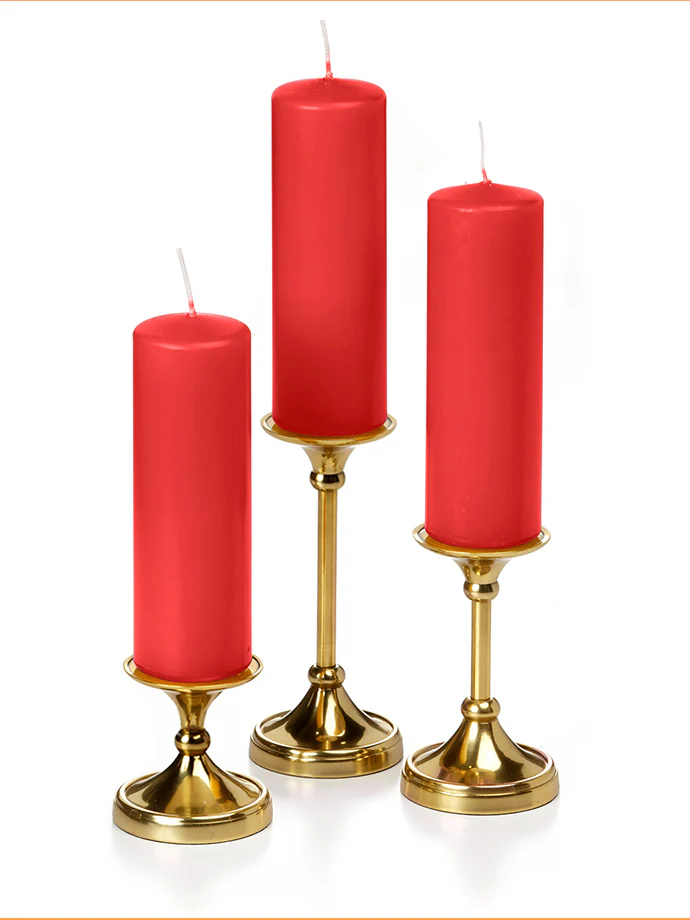 12 Slim Pillar Candles and 12 Gold Timeless Pillar Holders - Image 12
