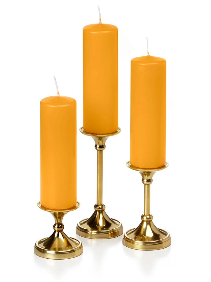 12 Slim Pillar Candles and 12 Gold Timeless Pillar Holders - Image 16
