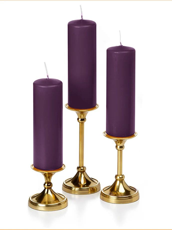12 Slim Pillar Candles and 12 Gold Timeless Pillar Holders - Image 22