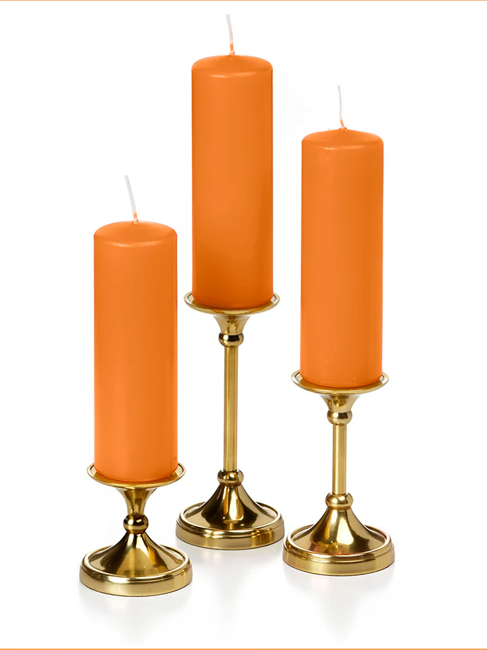 12 Slim Pillar Candles and 12 Gold Timeless Pillar Holders - Image 27