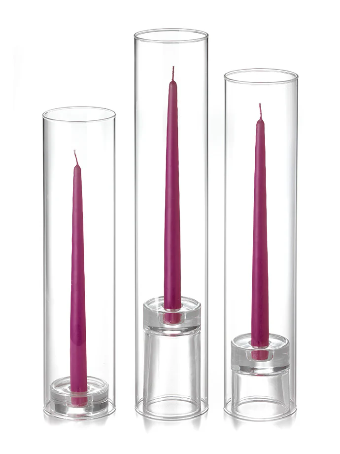 12 Taper Candles, 12 Glass Chimneys and 12 Glass Taper Holders - Image 10
