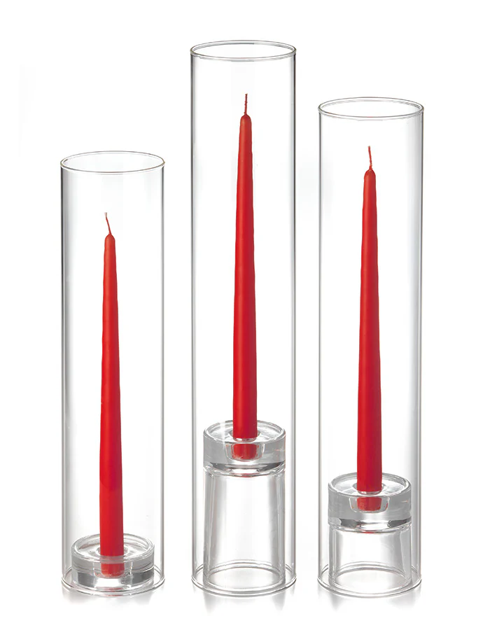 12 Taper Candles, 12 Glass Chimneys and 12 Glass Taper Holders - Image 12