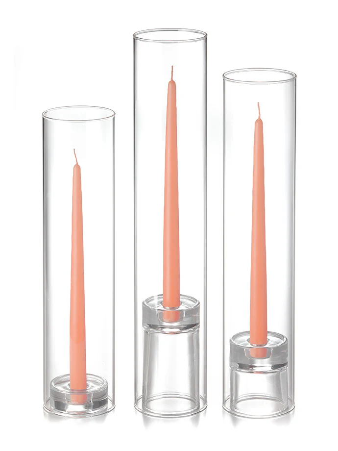 12 Taper Candles, 12 Glass Chimneys and 12 Glass Taper Holders - Image 13