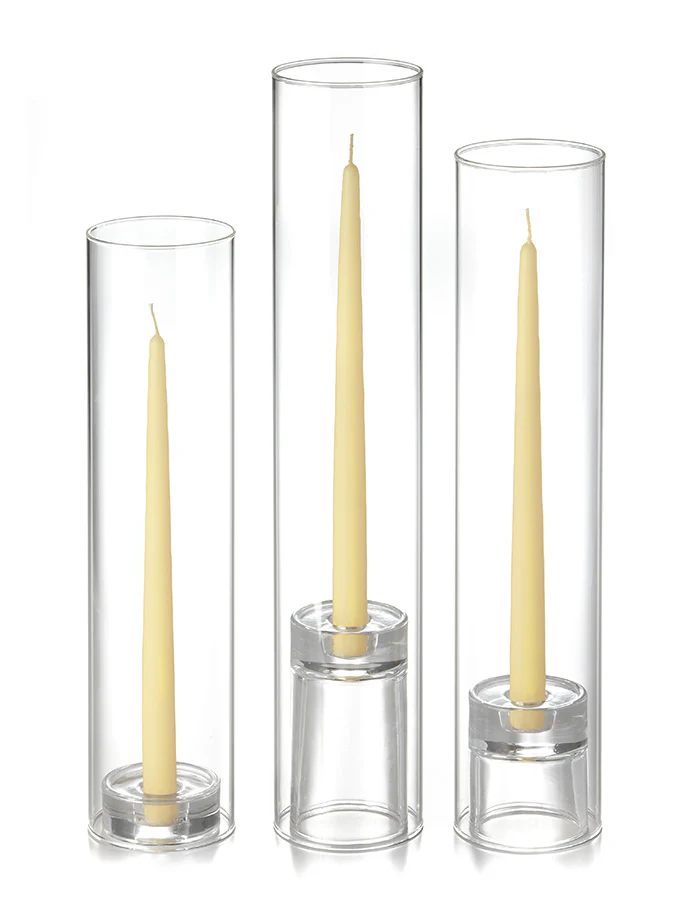 12 Taper Candles, 12 Glass Chimneys and 12 Glass Taper Holders - Image 14