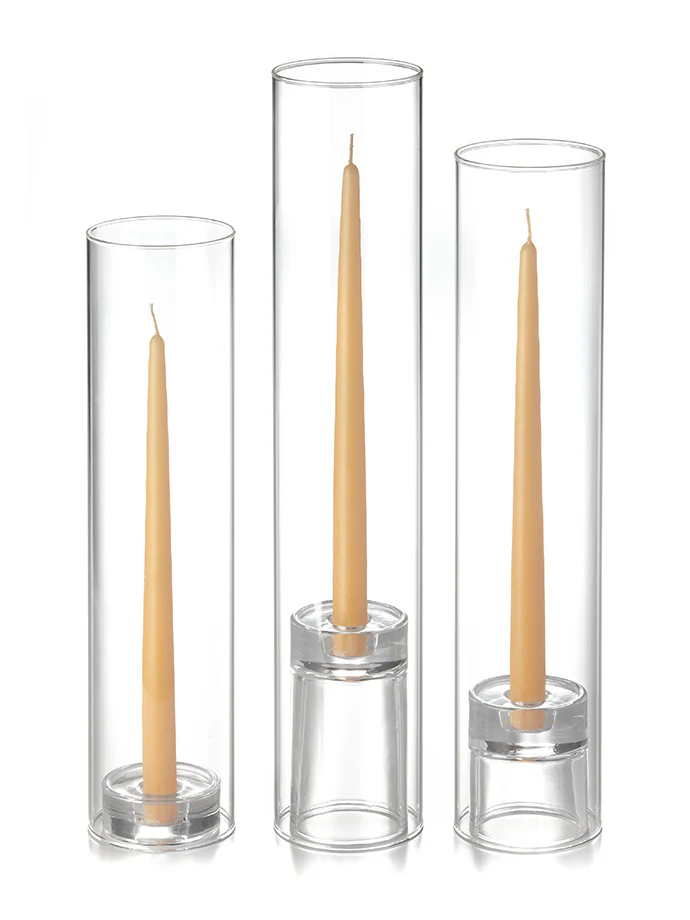 12 Taper Candles, 12 Glass Chimneys and 12 Glass Taper Holders - Image 15