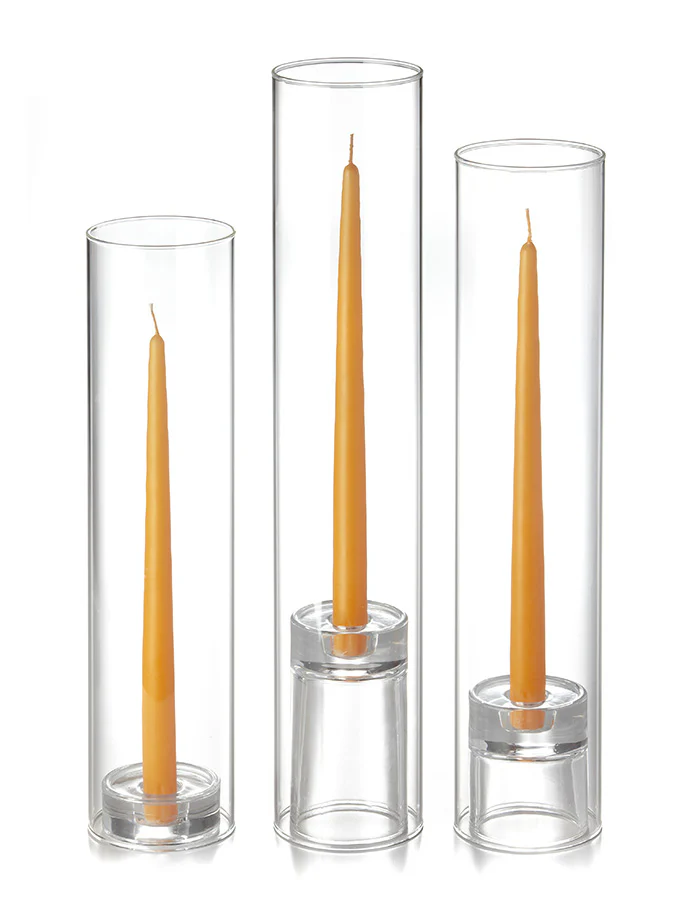 12 Taper Candles, 12 Glass Chimneys and 12 Glass Taper Holders - Image 16