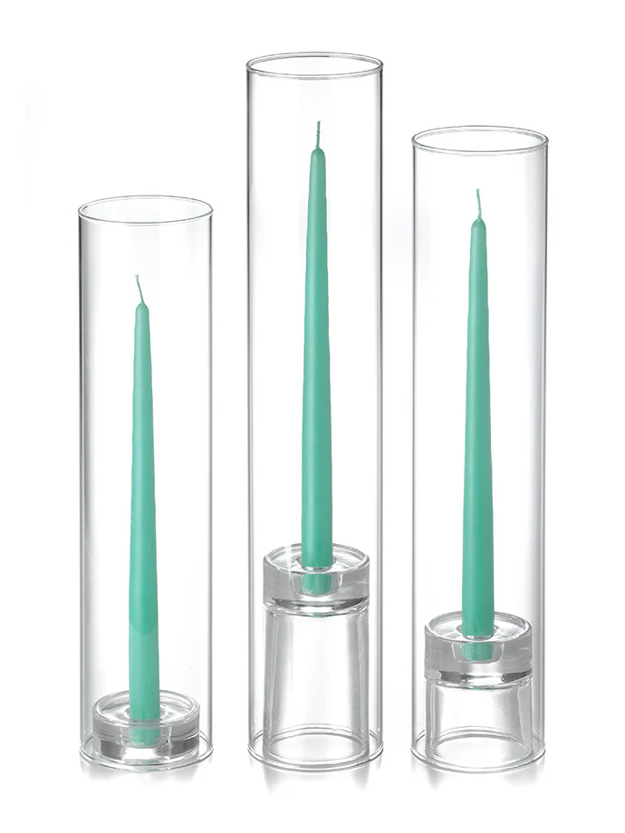 12 Taper Candles, 12 Glass Chimneys and 12 Glass Taper Holders - Image 18