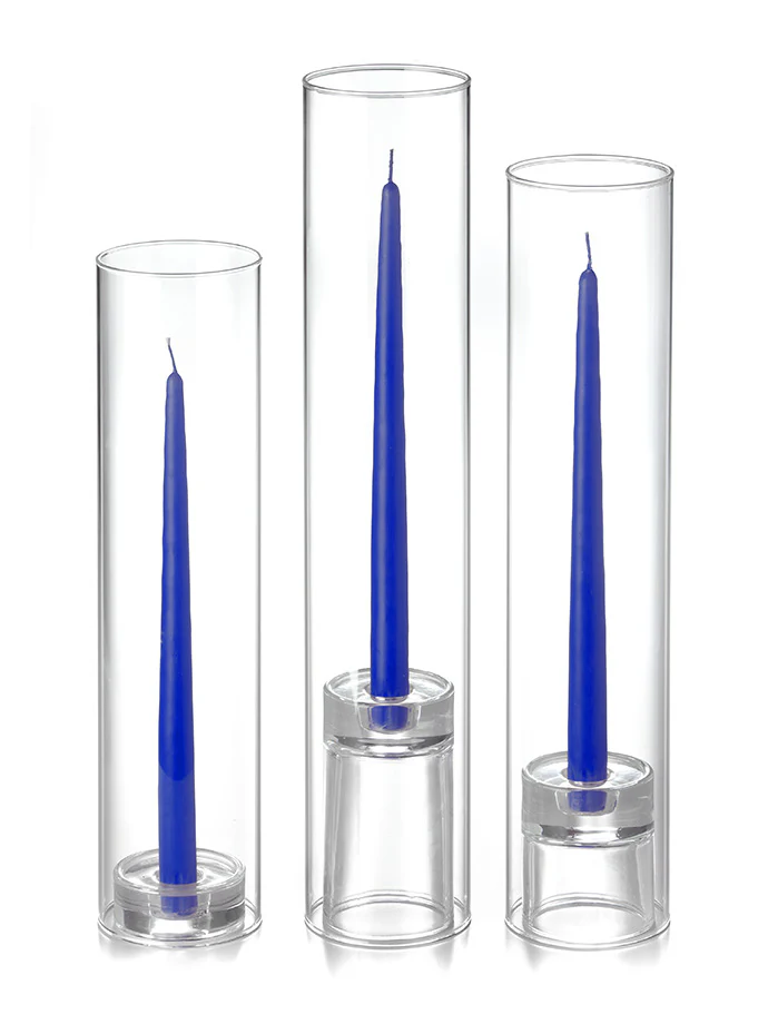 12 Taper Candles, 12 Glass Chimneys and 12 Glass Taper Holders - Image 19