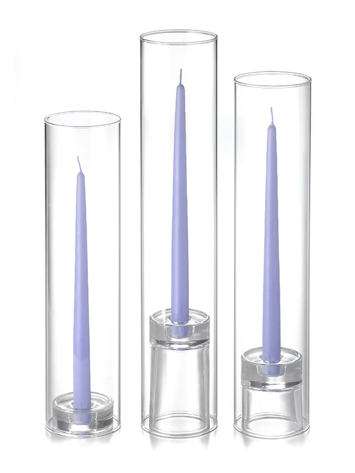 12 Taper Candles, 12 Glass Chimneys and 12 Glass Taper Holders - Image 21