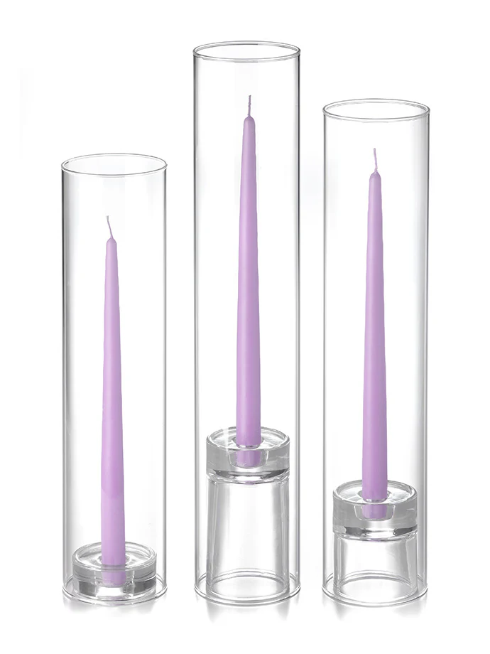 12 Taper Candles, 12 Glass Chimneys and 12 Glass Taper Holders - Image 22