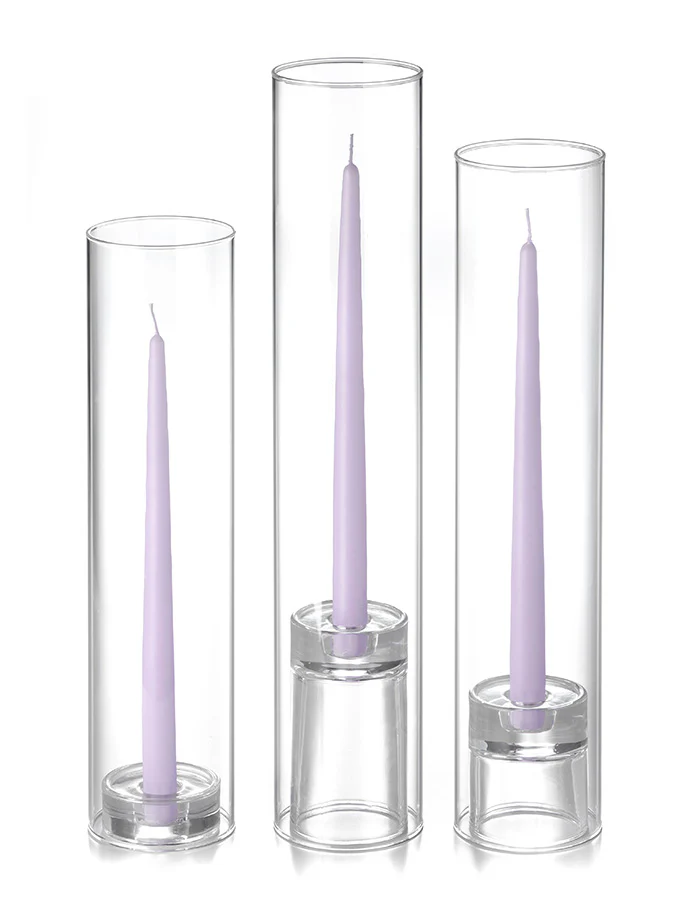 12 Taper Candles, 12 Glass Chimneys and 12 Glass Taper Holders - Image 23