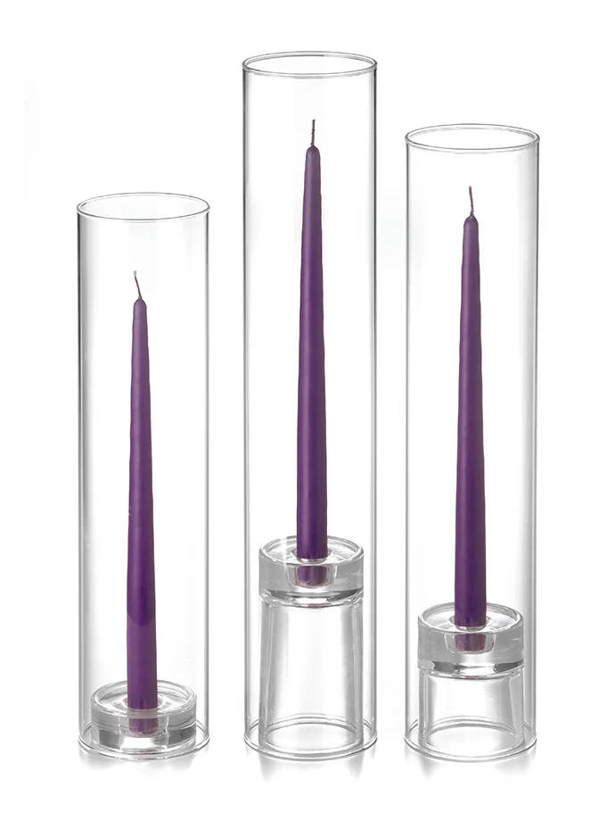 12 Taper Candles, 12 Glass Chimneys and 12 Glass Taper Holders - Image 24