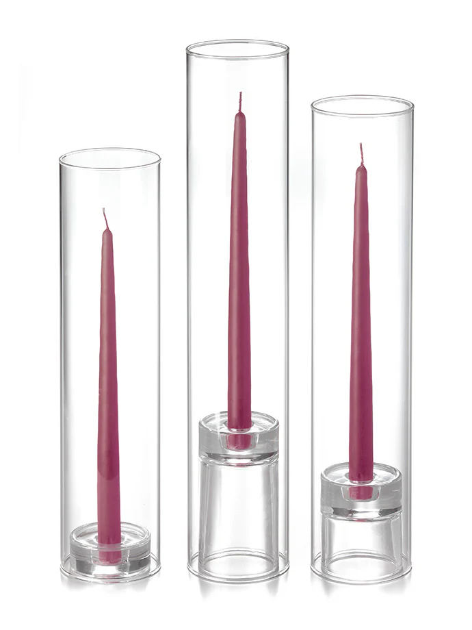 12 Taper Candles, 12 Glass Chimneys and 12 Glass Taper Holders - Image 25