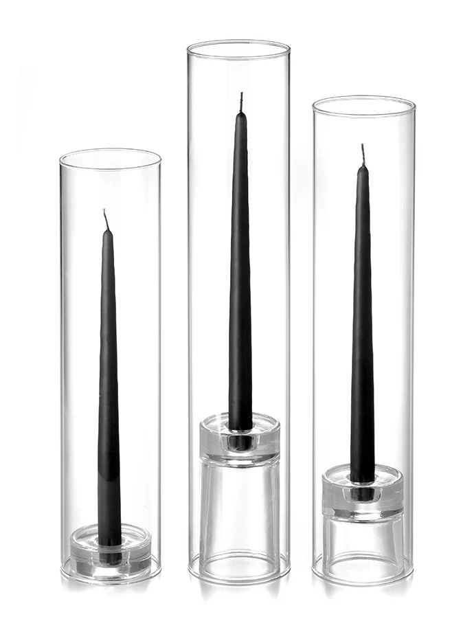 12 Taper Candles, 12 Glass Chimneys and 12 Glass Taper Holders - Image 29