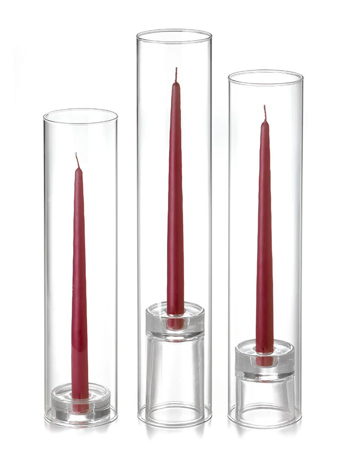 12 Taper Candles, 12 Glass Chimneys and 12 Glass Taper Holders - Image 3