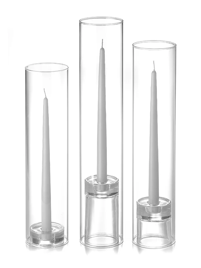 12 Taper Candles, 12 Glass Chimneys and 12 Glass Taper Holders - Image 31