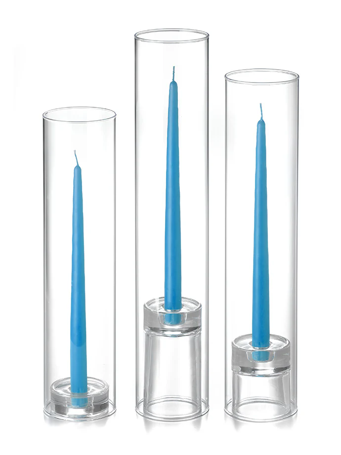 12 Taper Candles, 12 Glass Chimneys and 12 Glass Taper Holders - Image 32