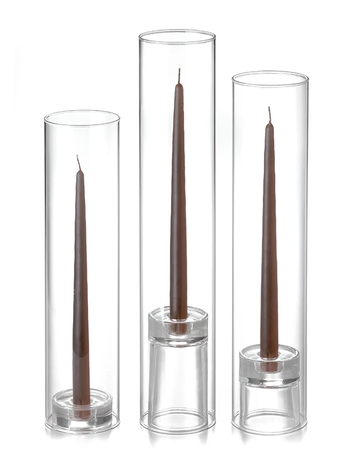 12 Taper Candles, 12 Glass Chimneys and 12 Glass Taper Holders - Image 33