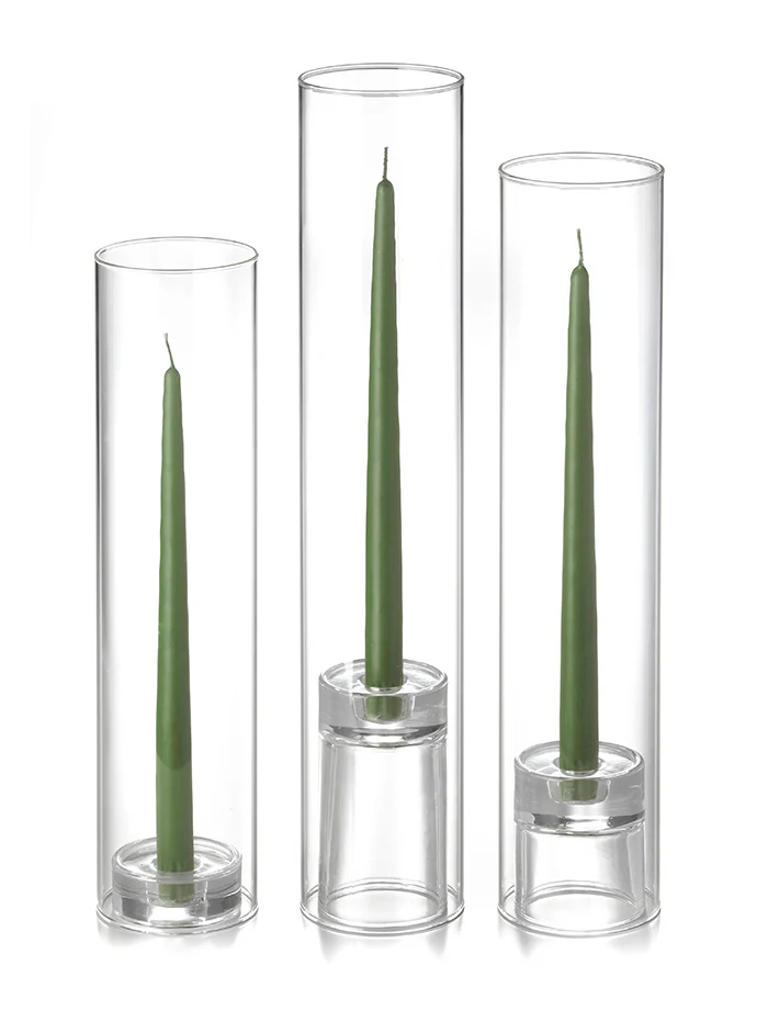 12 Taper Candles, 12 Glass Chimneys and 12 Glass Taper Holders - Image 35
