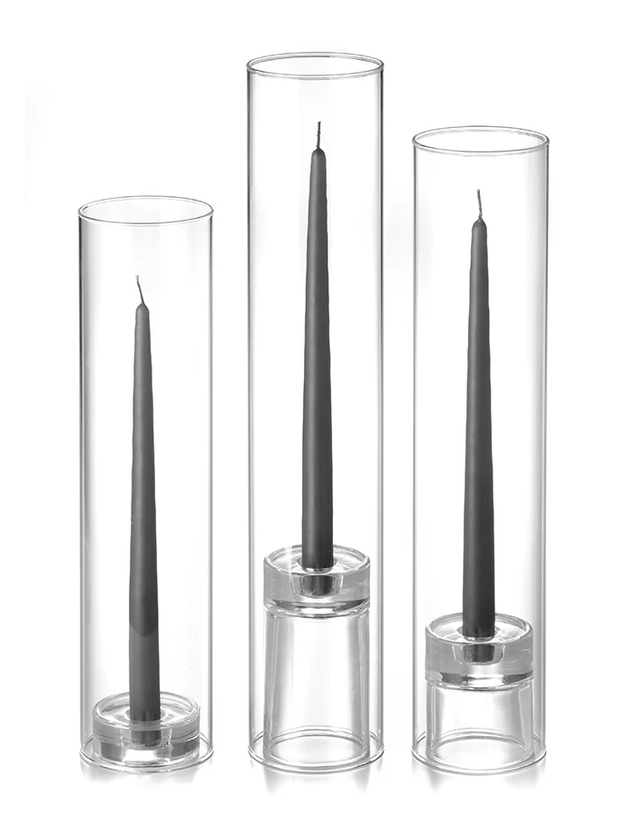 12 Taper Candles, 12 Glass Chimneys and 12 Glass Taper Holders - Image 36