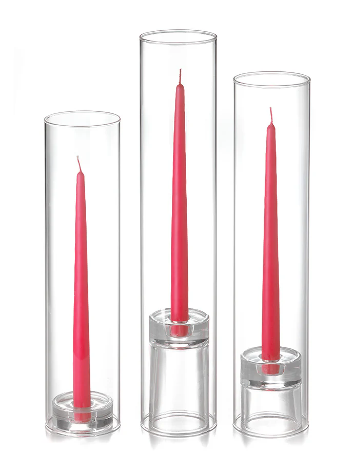 12 Taper Candles, 12 Glass Chimneys and 12 Glass Taper Holders - Image 39