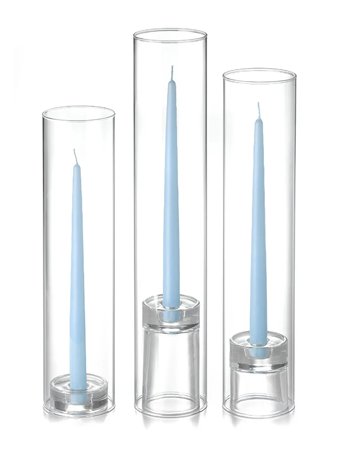12 Taper Candles, 12 Glass Chimneys and 12 Glass Taper Holders - Image 4