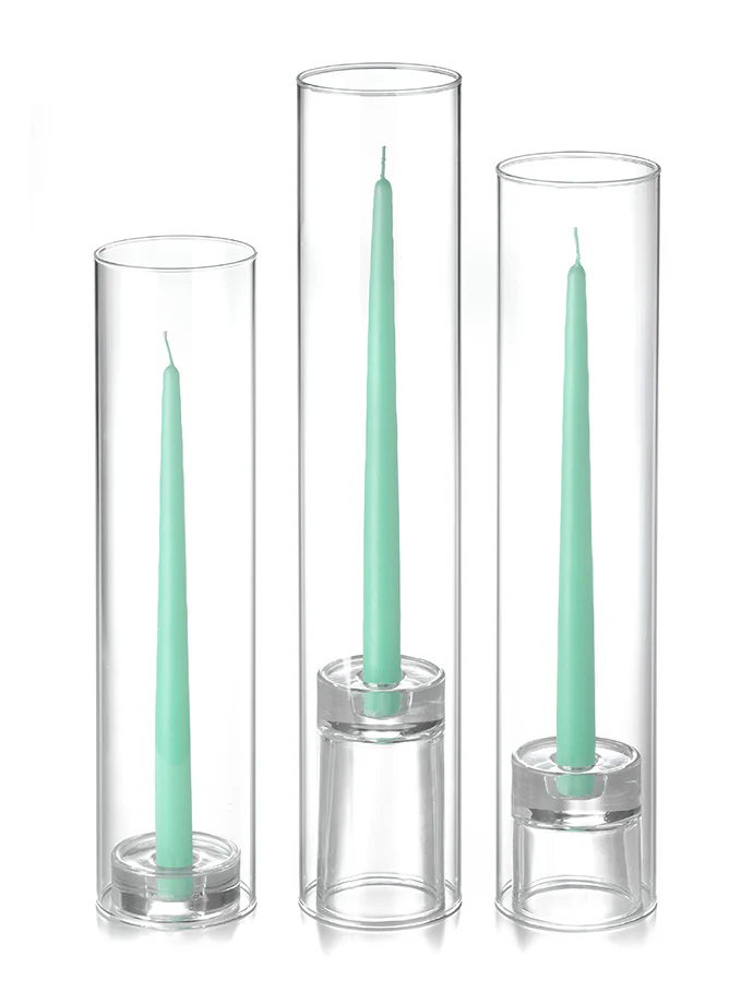 12 Taper Candles, 12 Glass Chimneys and 12 Glass Taper Holders - Image 41