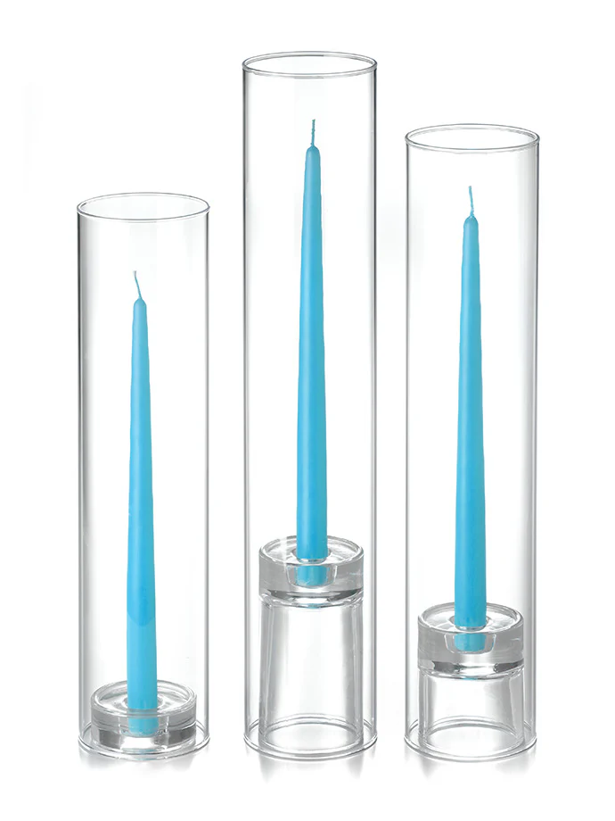 12 Taper Candles, 12 Glass Chimneys and 12 Glass Taper Holders - Image 43