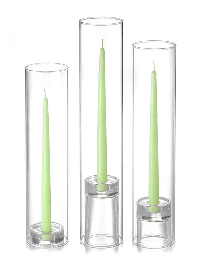 12 Taper Candles, 12 Glass Chimneys and 12 Glass Taper Holders - Image 44