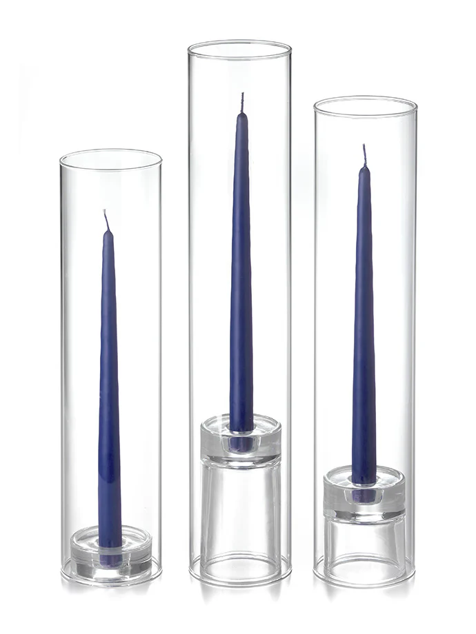 12 Taper Candles, 12 Glass Chimneys and 12 Glass Taper Holders - Image 5