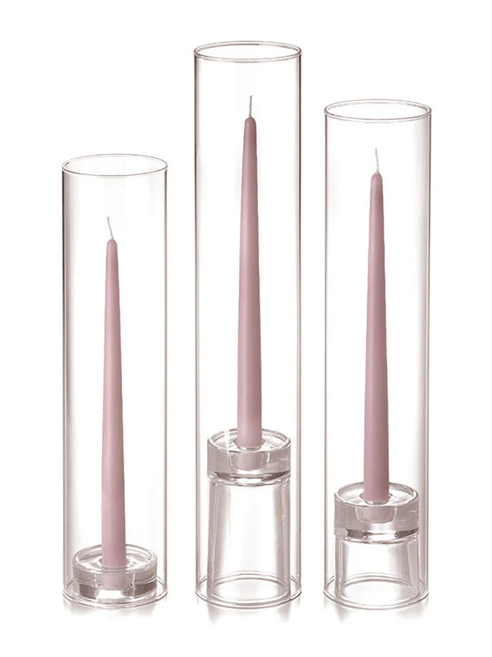 12 Taper Candles, 12 Glass Chimneys and 12 Glass Taper Holders - Image 50