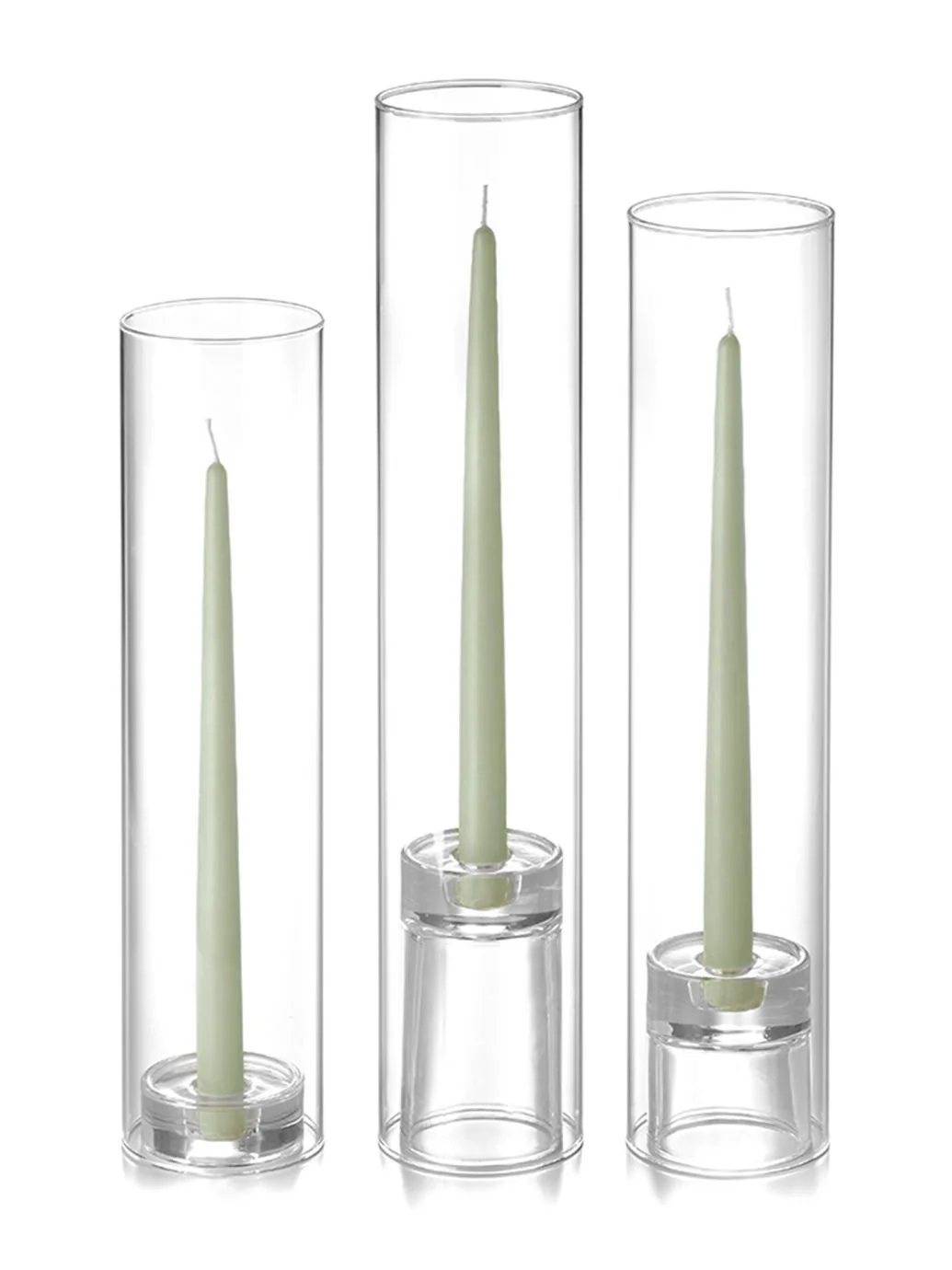 12 Taper Candles, 12 Glass Chimneys and 12 Glass Taper Holders - Image 52