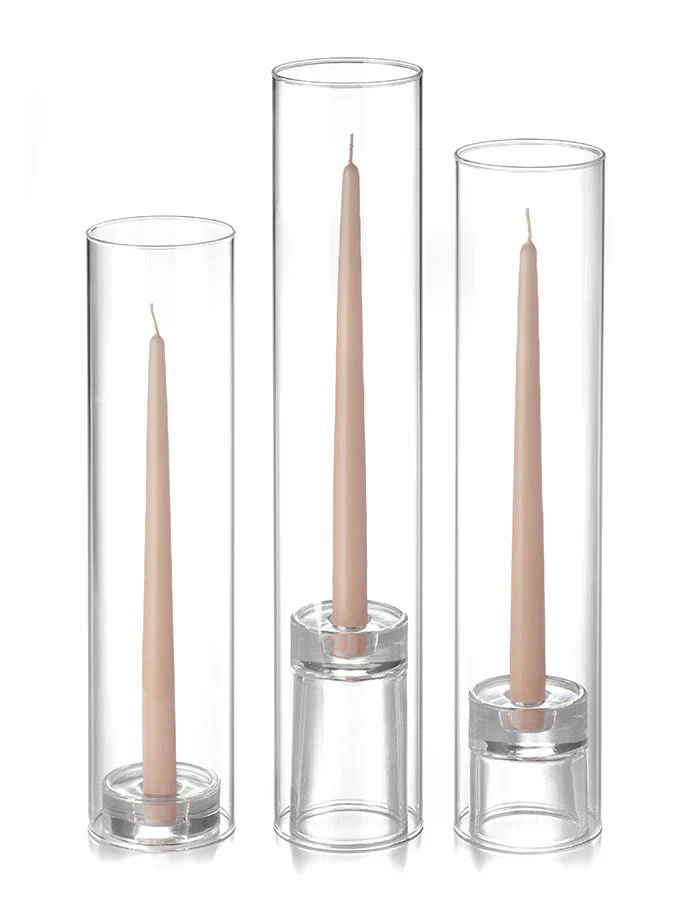 12 Taper Candles, 12 Glass Chimneys and 12 Glass Taper Holders - Image 53