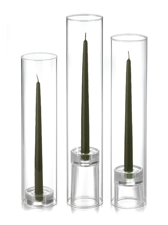 12 Taper Candles, 12 Glass Chimneys and 12 Glass Taper Holders - Image 54