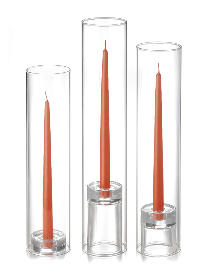 12 Taper Candles, 12 Glass Chimneys and 12 Glass Taper Holders - Image 6
