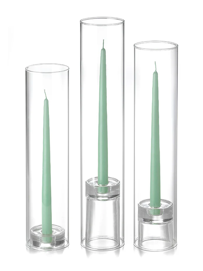 12 Taper Candles, 12 Glass Chimneys and 12 Glass Taper Holders - Image 8
