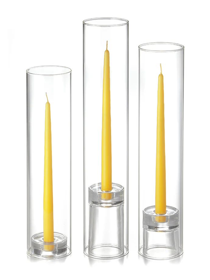 12 Taper Candles, 12 Glass Chimneys and 12 Glass Taper Holders - Image 9