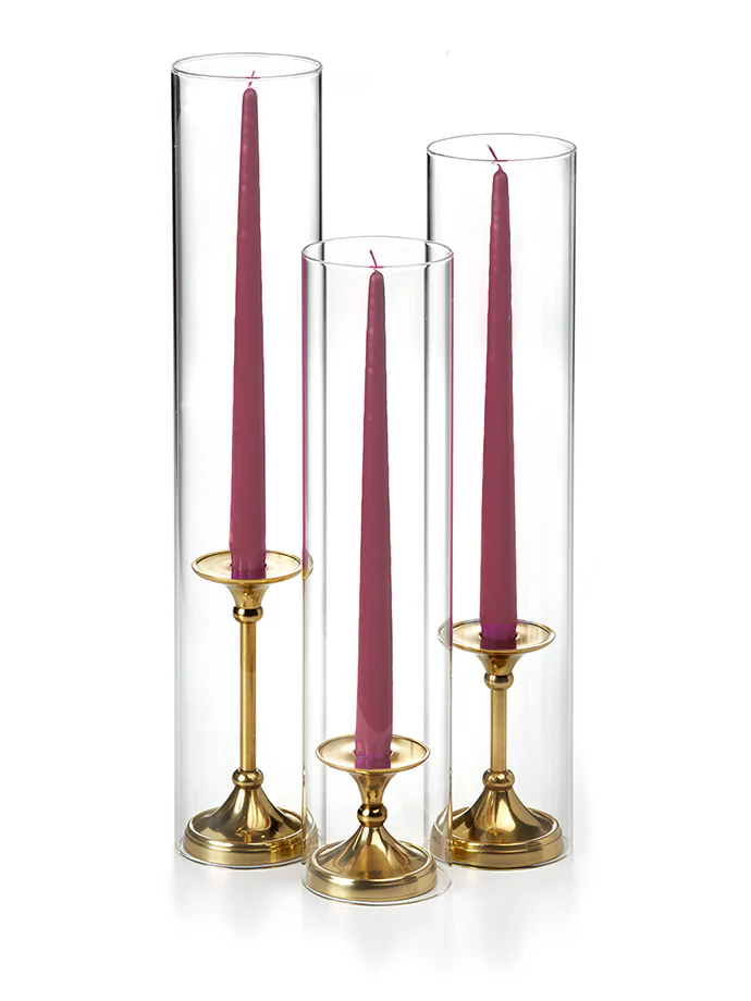 12 Taper Candles, 12 Glass Chimneys and 12 Gold Timeless Taper Holders - Image 10