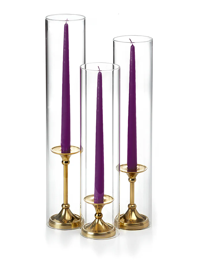 12 Taper Candles, 12 Glass Chimneys and 12 Gold Timeless Taper Holders - Image 21