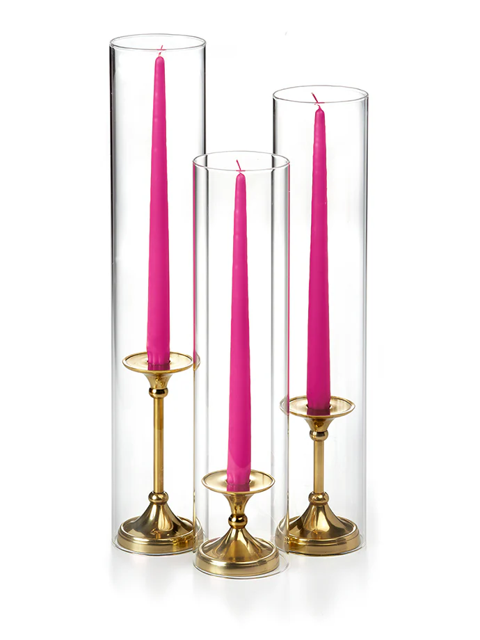 12 Taper Candles, 12 Glass Chimneys and 12 Gold Timeless Taper Holders - Image 29