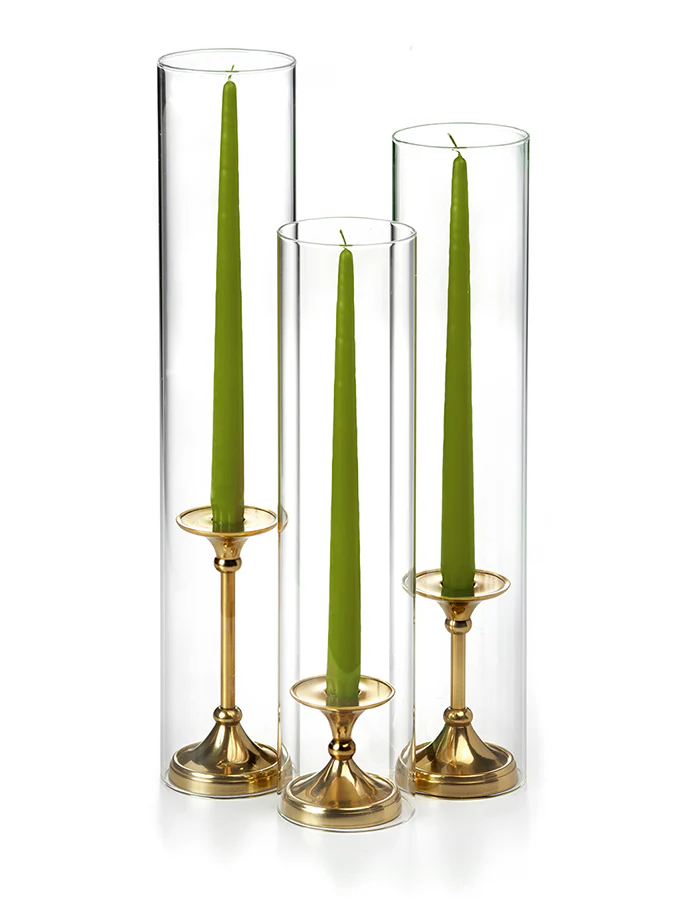 12 Taper Candles, 12 Glass Chimneys and 12 Gold Timeless Taper Holders - Image 30