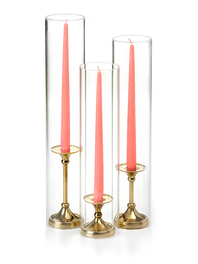 12 Taper Candles, 12 Glass Chimneys and 12 Gold Timeless Taper Holders - Image 35