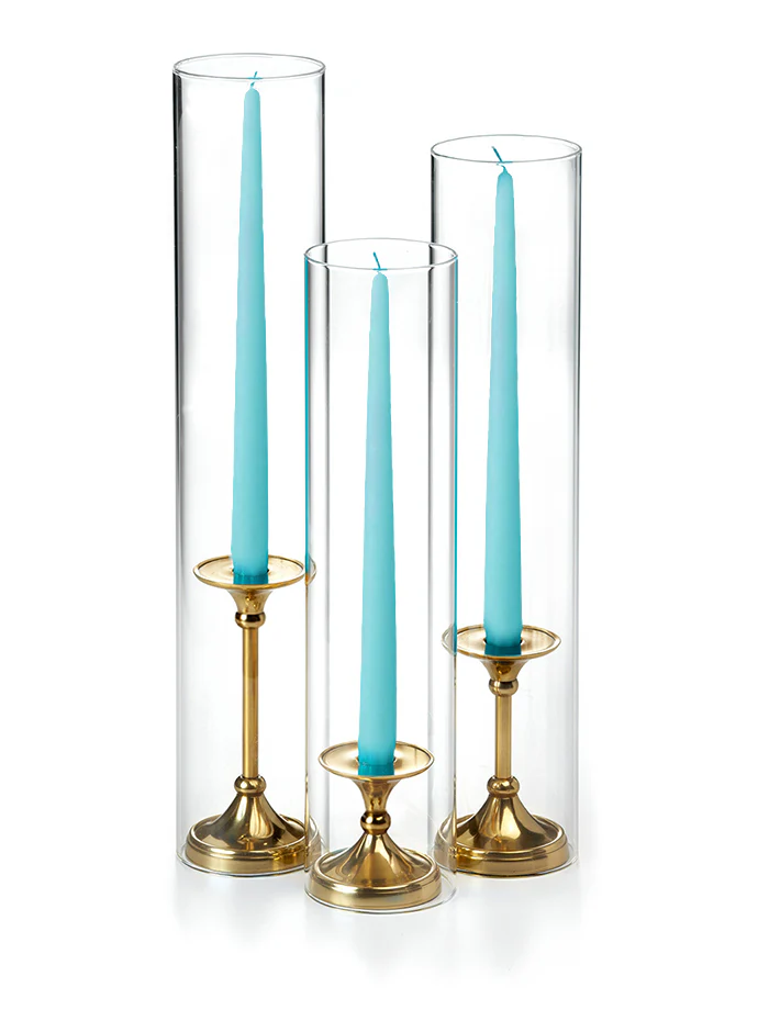 12 Taper Candles, 12 Glass Chimneys and 12 Gold Timeless Taper Holders - Image 37