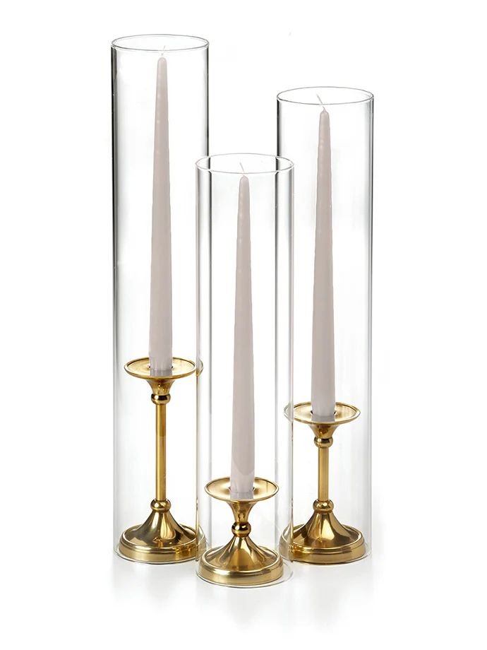 12 Taper Candles, 12 Glass Chimneys and 12 Gold Timeless Taper Holders - Image 40
