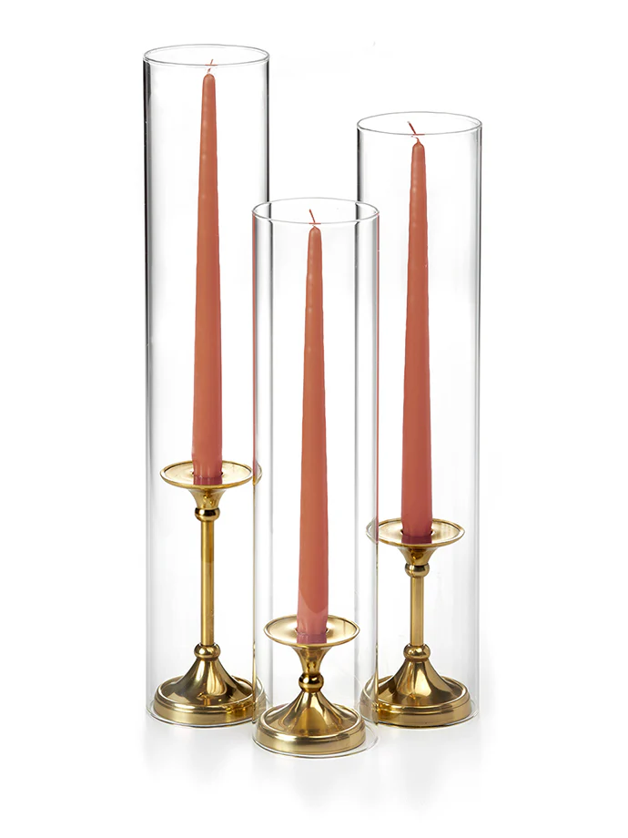 12 Taper Candles, 12 Glass Chimneys and 12 Gold Timeless Taper Holders - Image 48