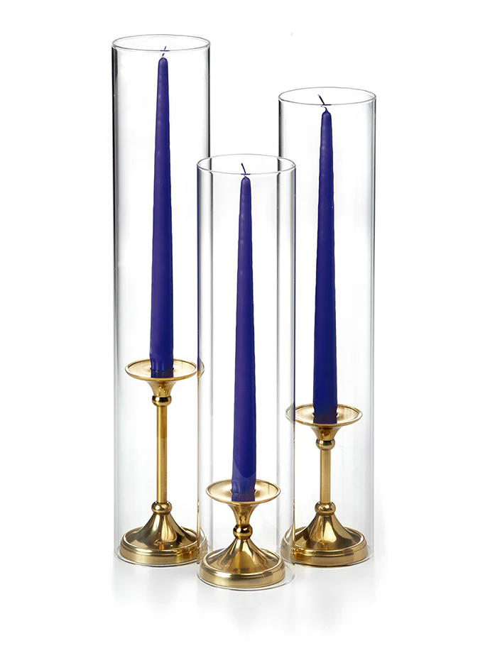 12 Taper Candles, 12 Glass Chimneys and 12 Gold Timeless Taper Holders - Image 5
