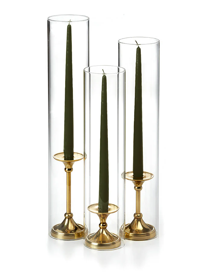 12 Taper Candles, 12 Glass Chimneys and 12 Gold Timeless Taper Holders - Image 50