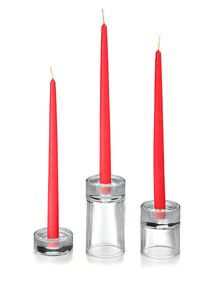 12 Taper Candles and 12 Glass Taper Holders - Image 11