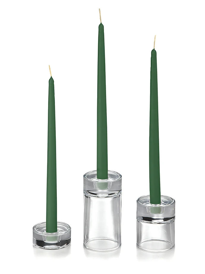 12 Taper Candles and 12 Glass Taper Holders - Image 12
