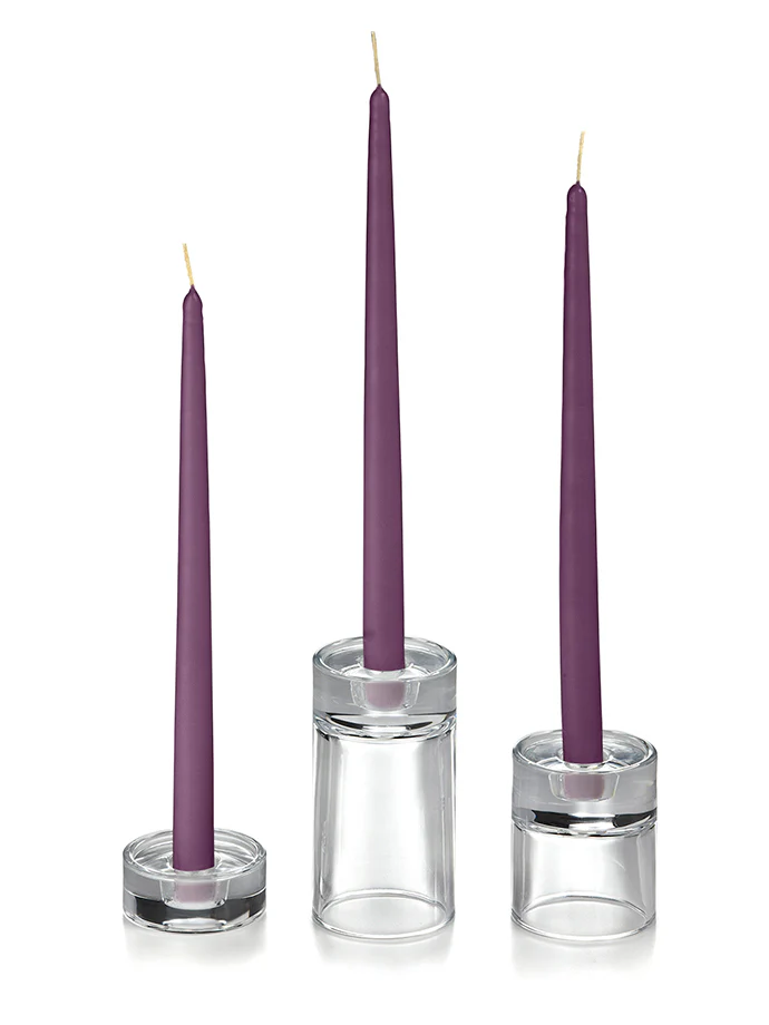12 Taper Candles and 12 Glass Taper Holders - Image 20